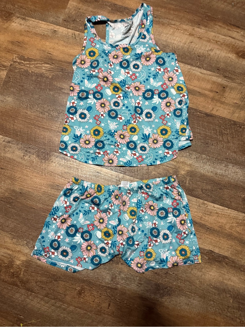 Floral Racerback Tank & Shorts Pajama Set - Teal Floral